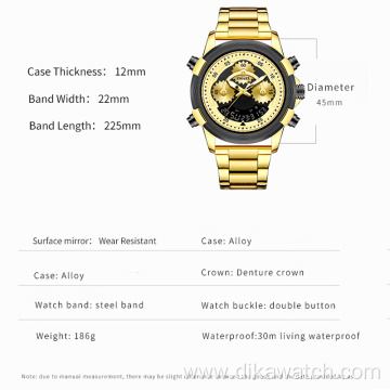 SMAEL Golden Mens Watches Stainless Steel Digital